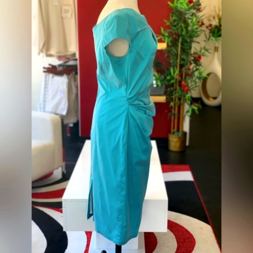 Talbot Runhof Sea Blue Runched Dress