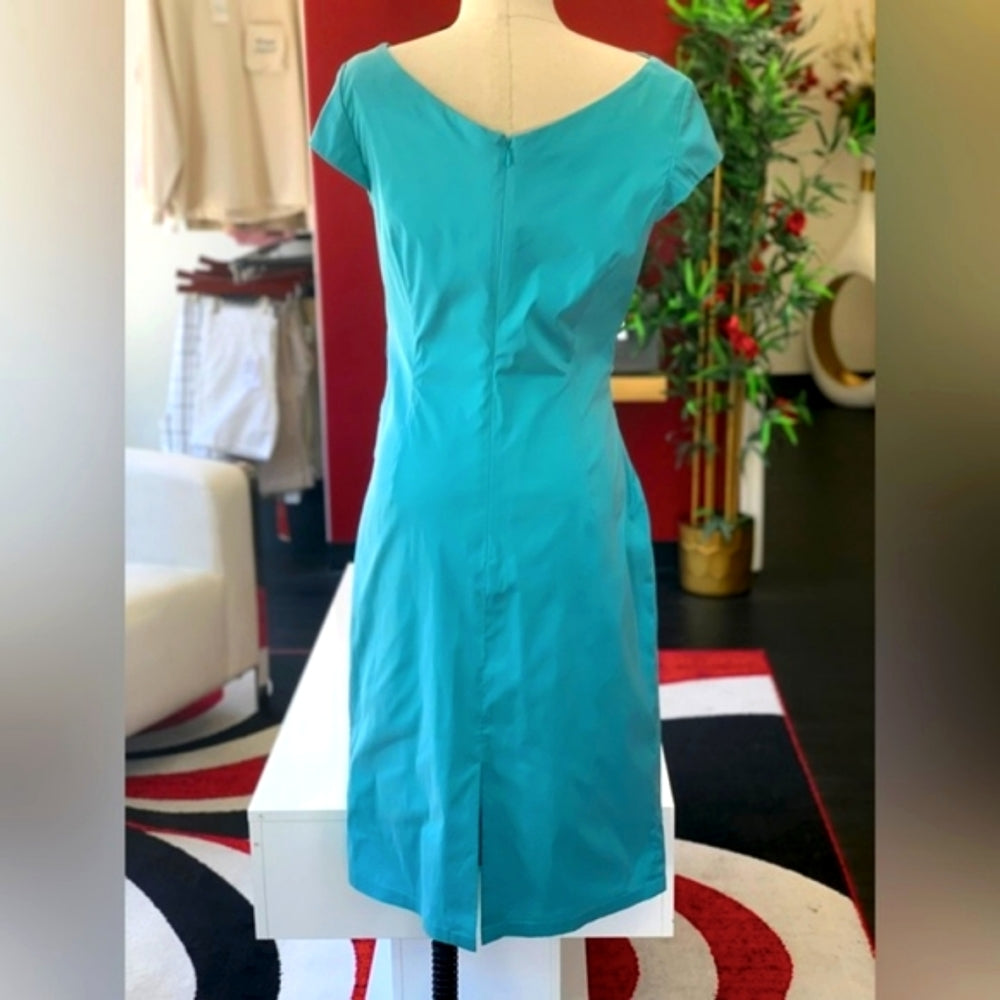 Talbot Runhof Sea Blue Runched Dress