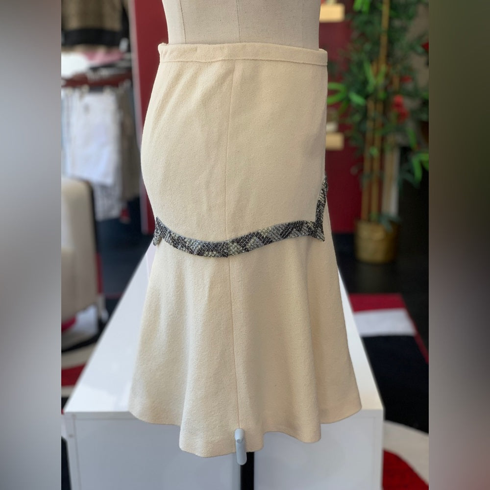 Roberto Cavalli Cream Skirt w/ Rhinestone Embellishment