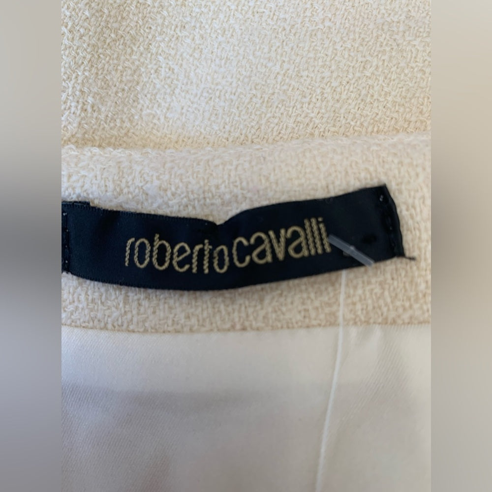 Roberto Cavalli Cream Skirt w/ Rhinestone Embellishment