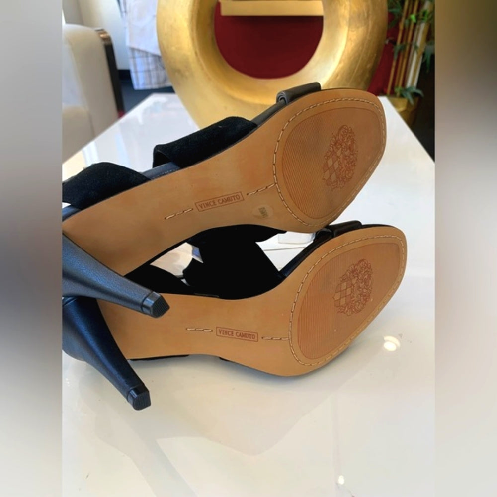 Vince Camito Black Kalintine Suede Heeled Sandals