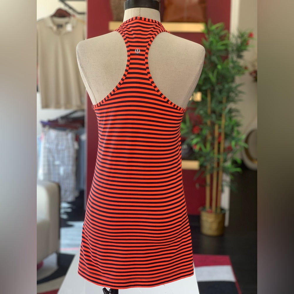 Lululemon Orange Black Stripe Tank