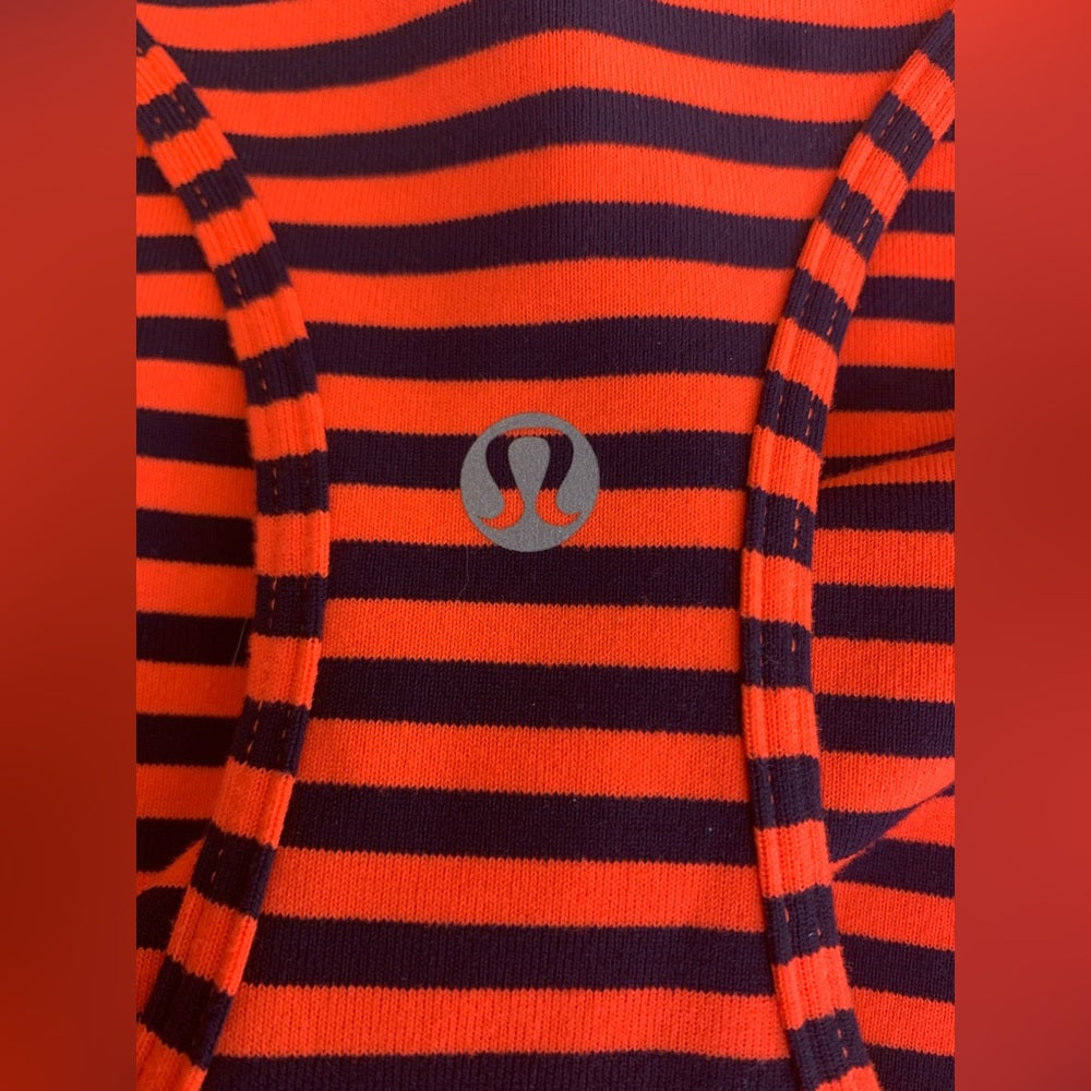Lululemon Orange Black Stripe Tank