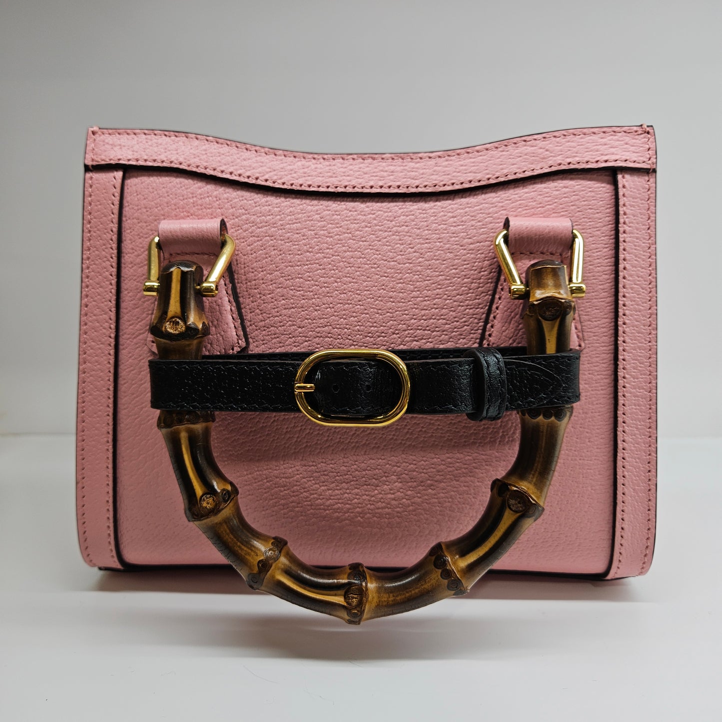 Bundle - Gucci Diana Mini Tote Bag, Gucci Vintage Black Leather Belt, 10kgp Clover 2 Charm Necklace