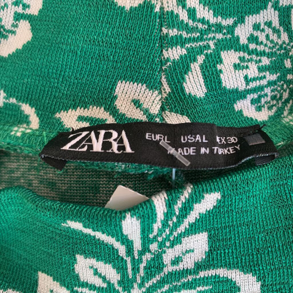 Zara Green White Floral L/S Dress
