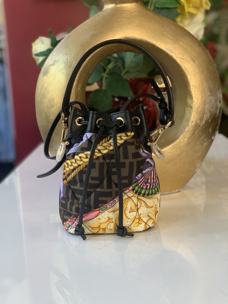 FENDACE FENDI x VERSACE Silk Vitello FF Bucket Bag