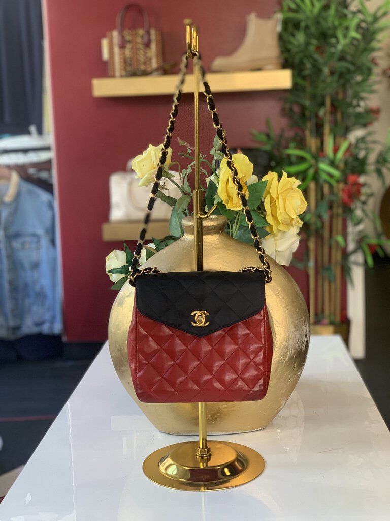 Chanel 90s Matelasse Red Lambskin/Silk Flap