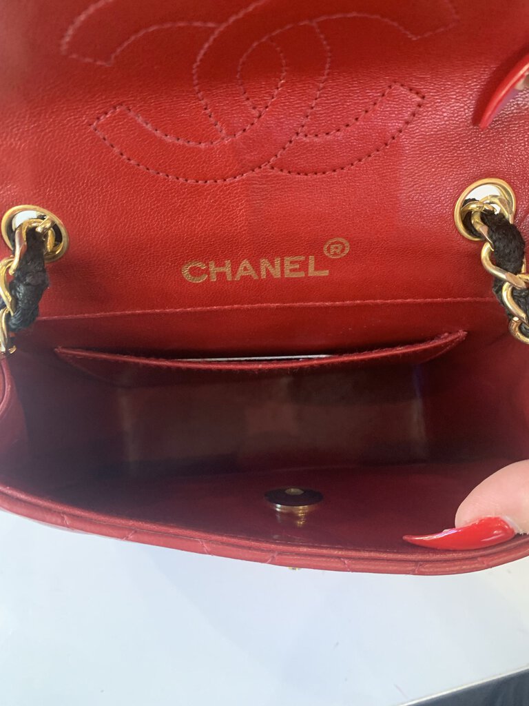 Chanel 90s Matelasse Red Lambskin/Silk Flap