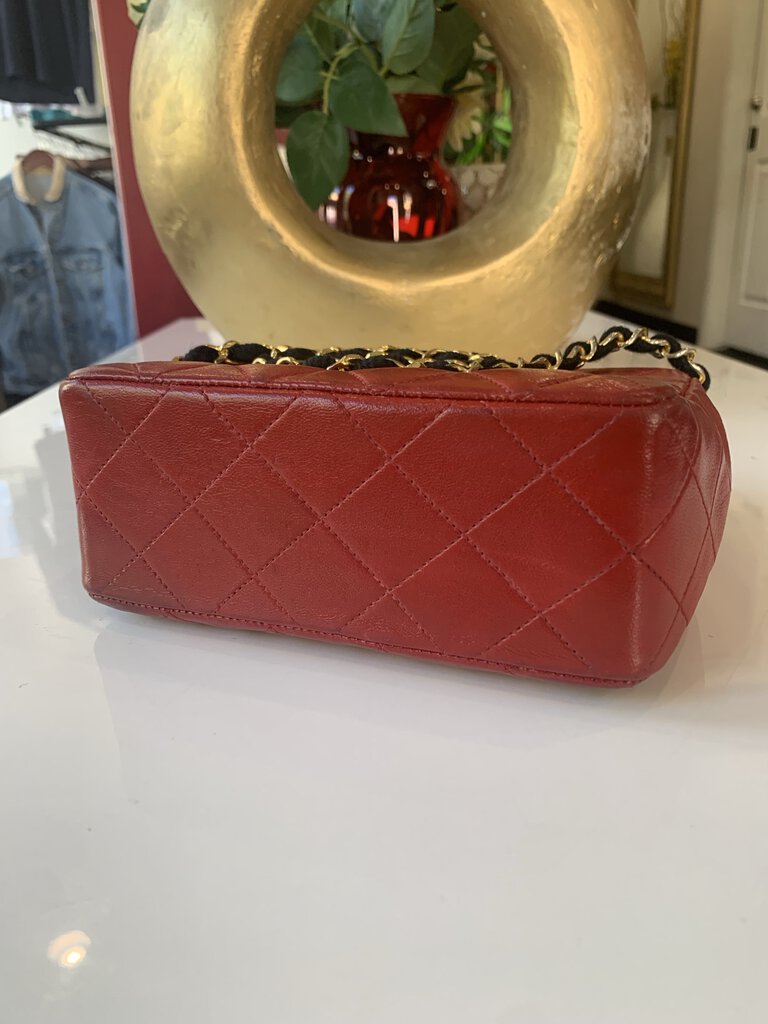 Chanel 90s Matelasse Red Lambskin/Silk Flap