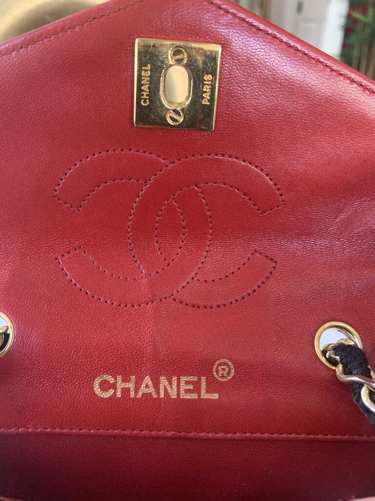 Chanel 90s Matelasse Red Lambskin/Silk Flap