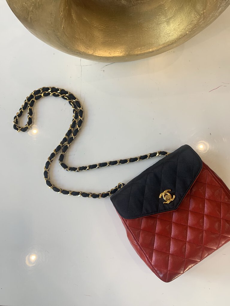 Chanel 90s Matelasse Red Lambskin/Silk Flap