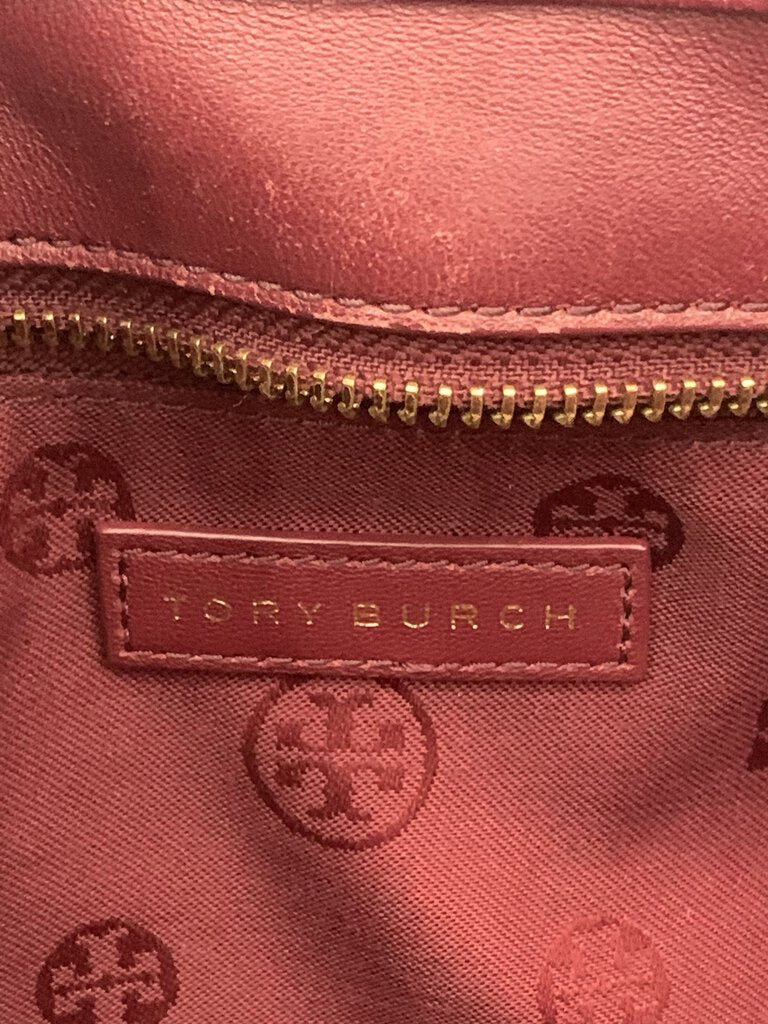 Tory Burch Plum Leather Gold Hardware Tote