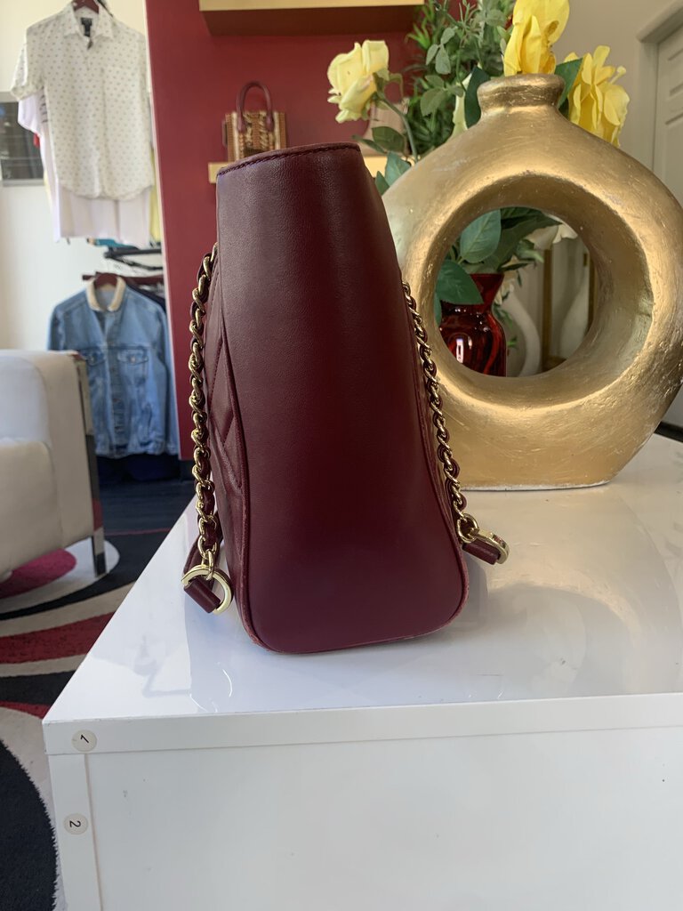 Tory Burch Plum Leather Gold Hardware Tote