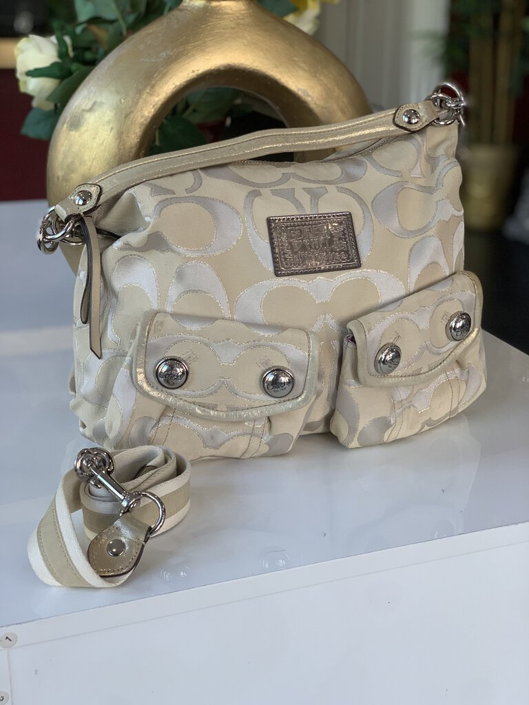 Coach Poppy Signature Khaki/Gold CC Shoulder Bag *AS IS*