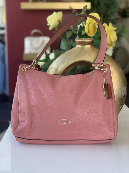 Coach Pink Leather Clarkson Hobo Handbag