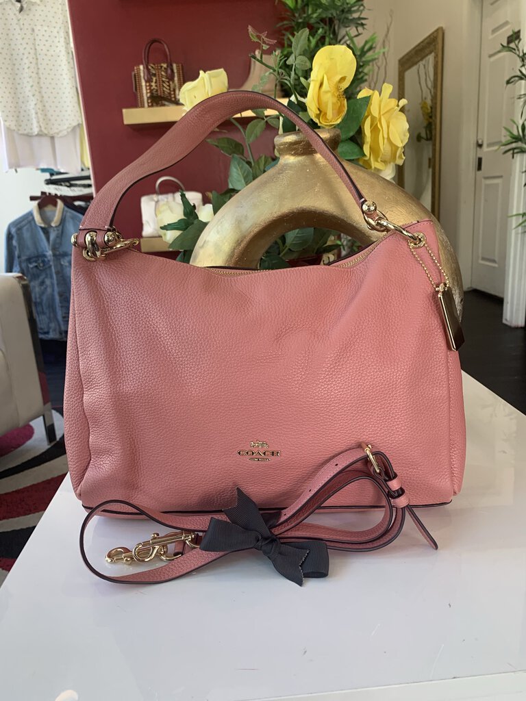 Coach Pink Leather Clarkson Hobo Handbag