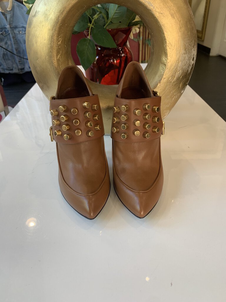 Gucci Brown Leather Stud Charlotte Ankle Boots