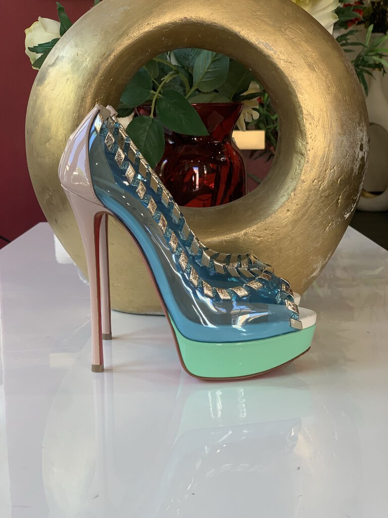 Louboutin Blue Green Fictoire Pumps