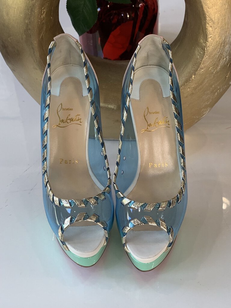 Louboutin Blue Green Fictoire Pumps