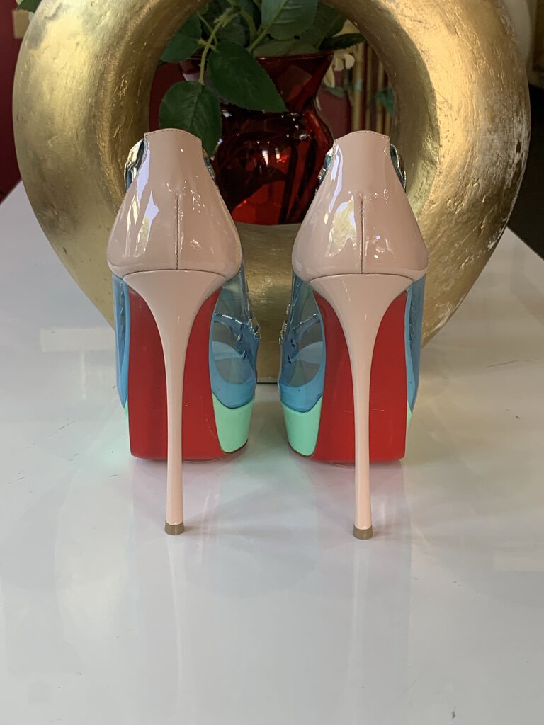 Louboutin Blue Green Fictoire Pumps