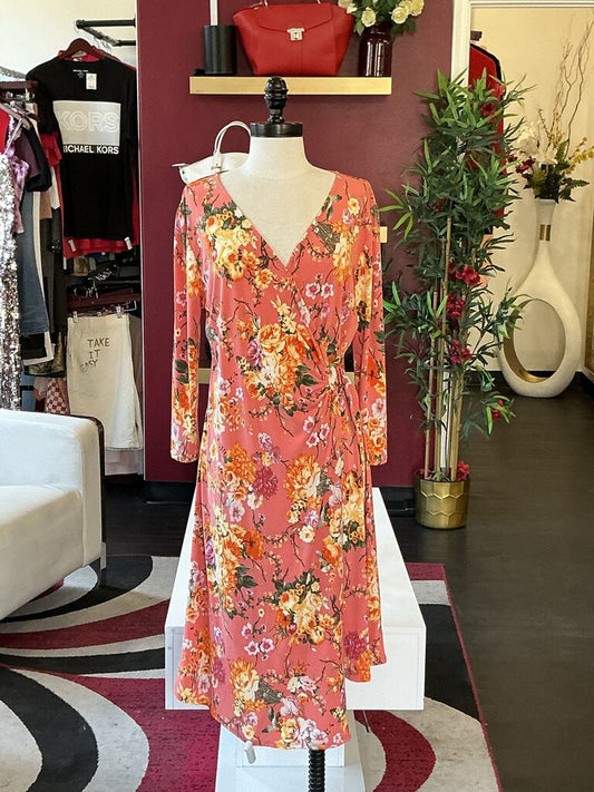 West K Pink and Orange Flower L/S Dress