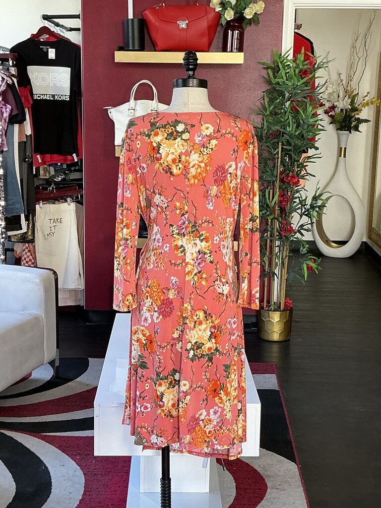 West K Pink and Orange Flower L/S Dress