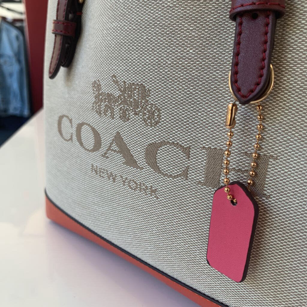 Coach Beige Orange Pink Mollie Tote NWT