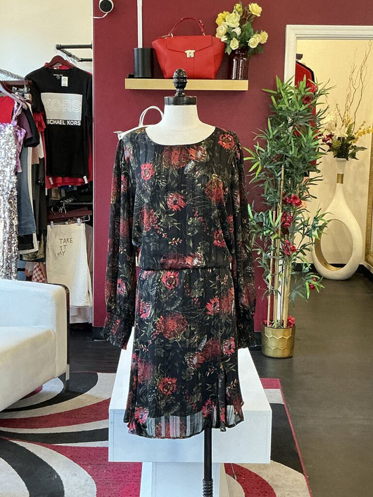 Chelsea 28 Black Red and Blue Floral L/S Dress