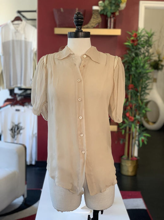 Prada Tan Sheer S/S Blouse