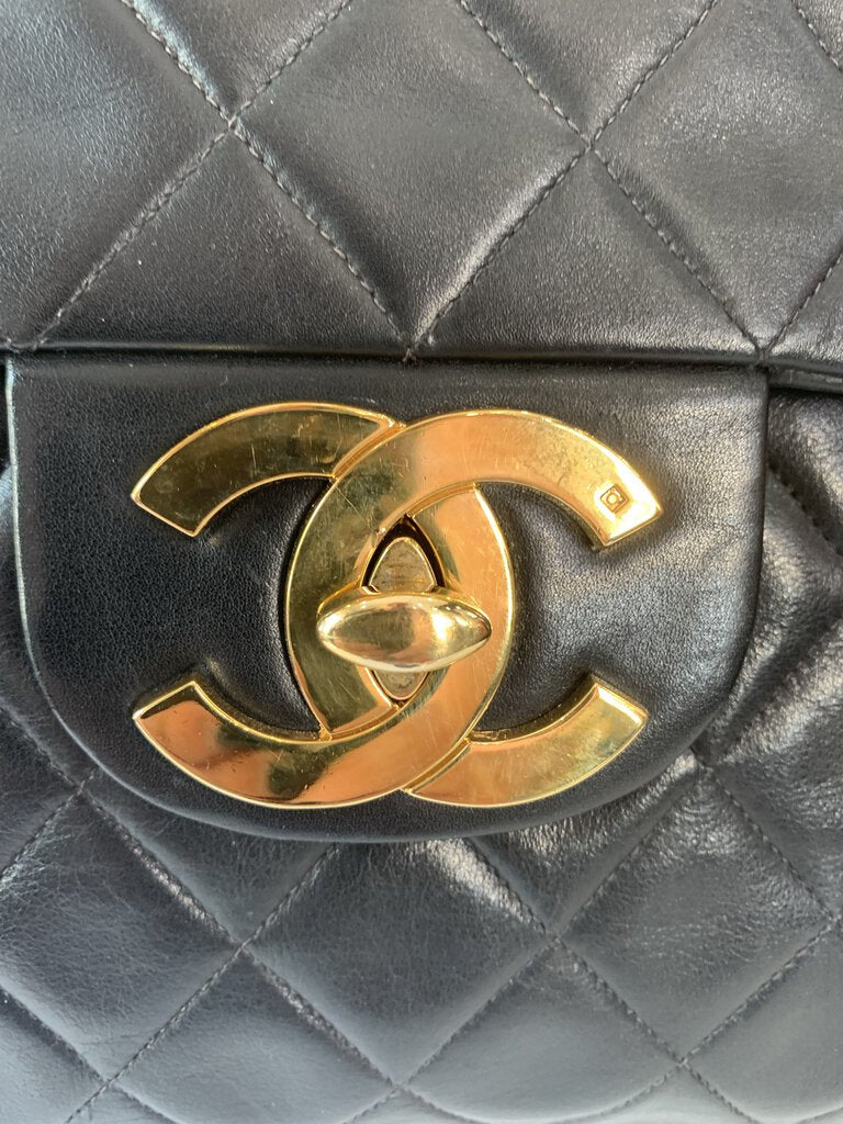 Chanel Black Lambskin Quilted MAXI