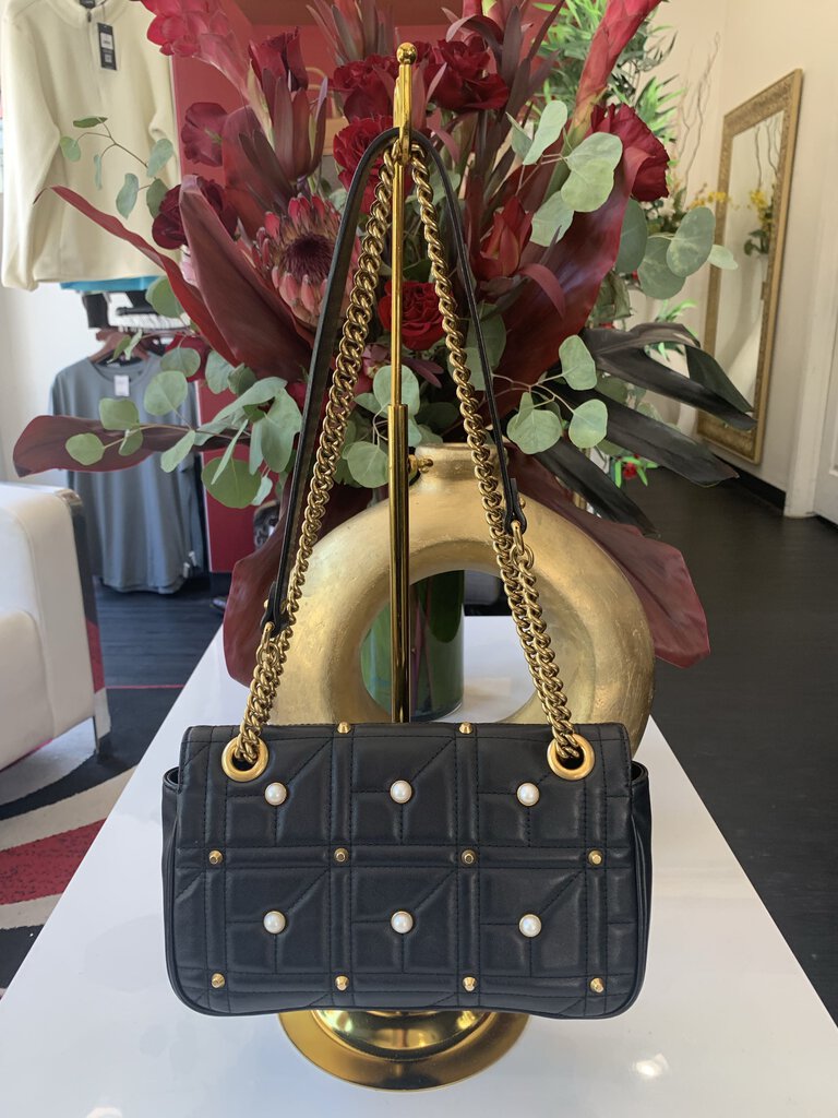 Gucci Black Gold Marmont Pearl Handbag