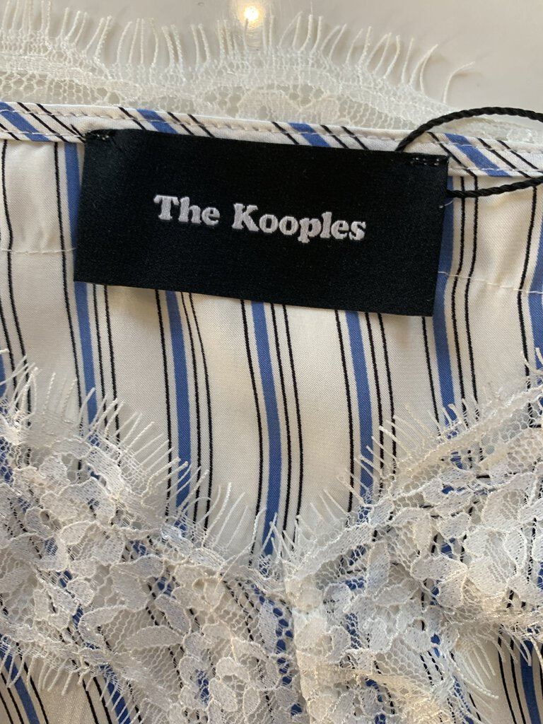 The Kooples Blue Black White Striped S/L Top