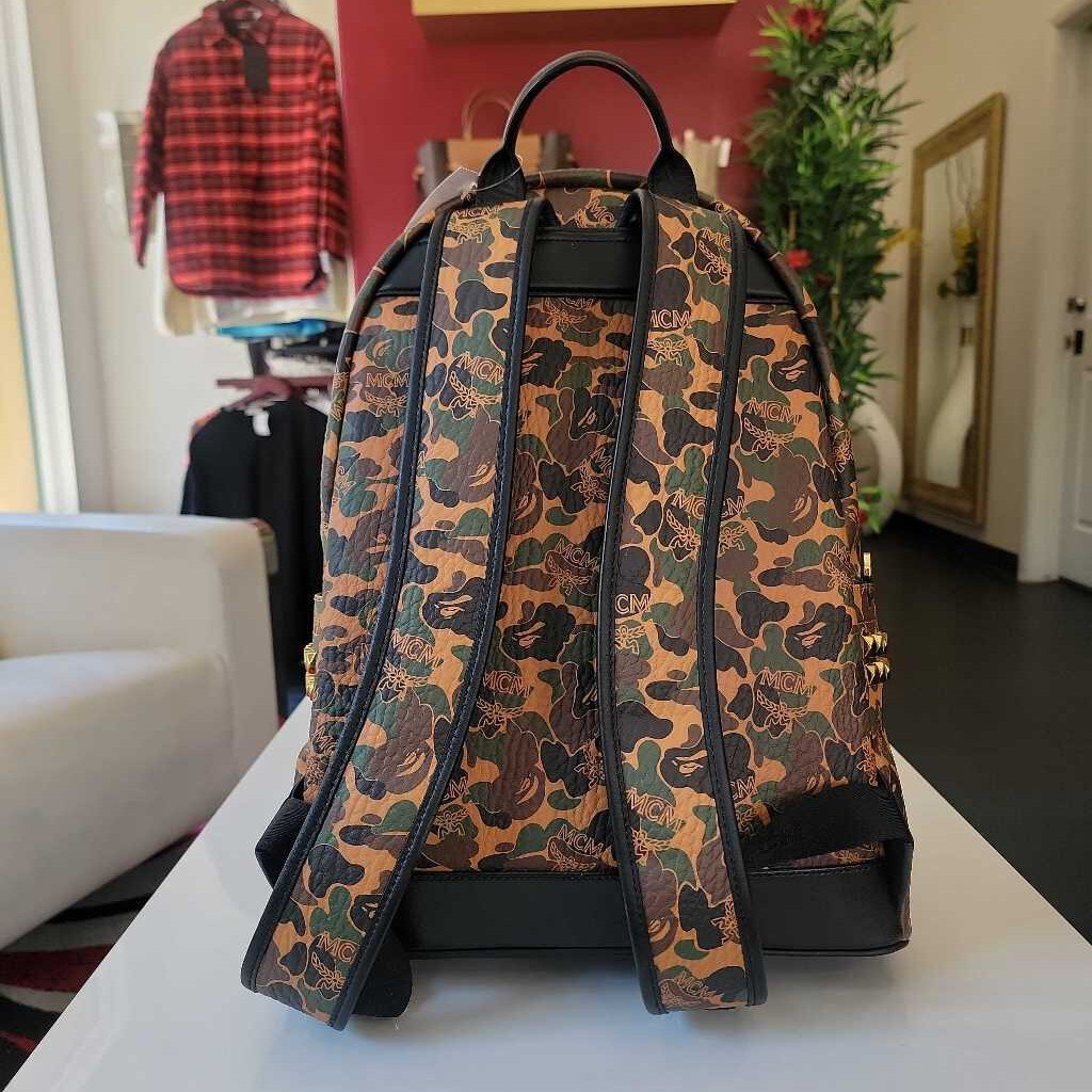 MCM x BATHING APE Orange Green Camo Backpack