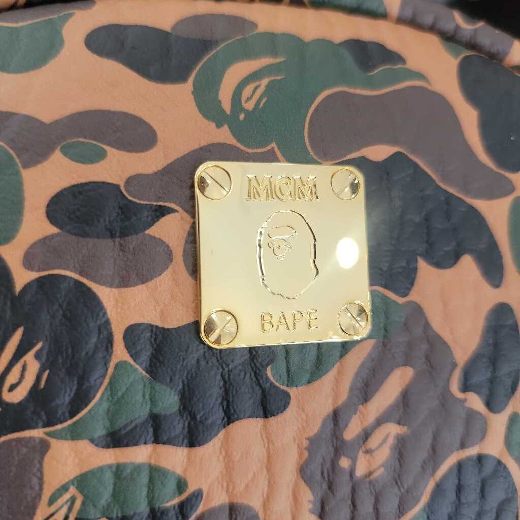 MCM x BATHING APE Orange Green Camo Backpack