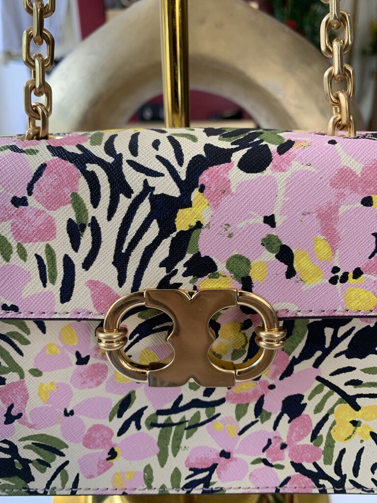 Tory Burch Pink Green Floral Print Mini