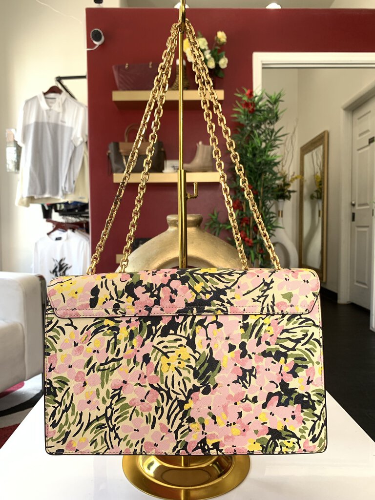 Tory Burch Pink Green Floral Print Mini