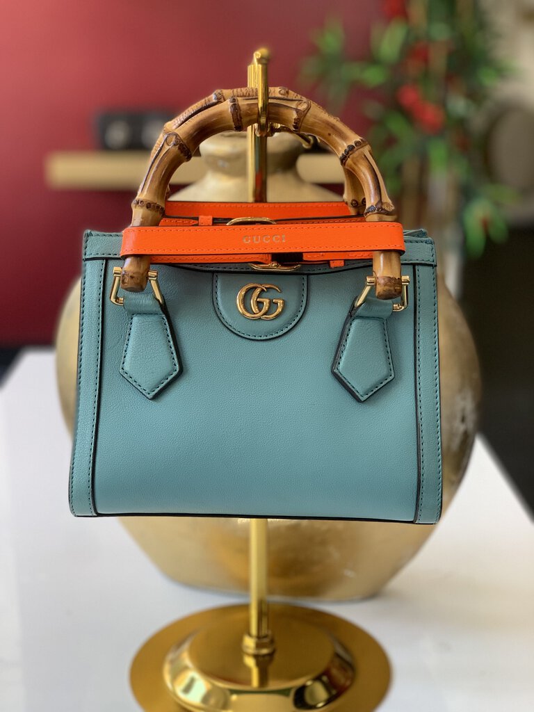 Gucci Blue Bamboo Accent Diana Small Handbag w/BOX