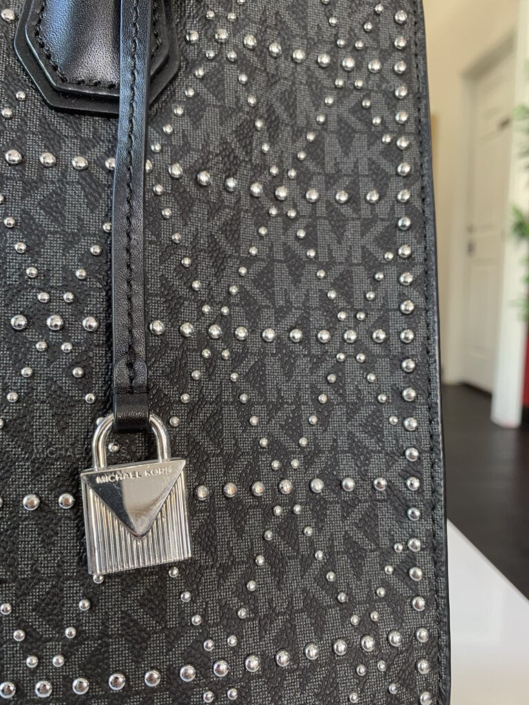 MK Black Leather Studded Mercer Handbag