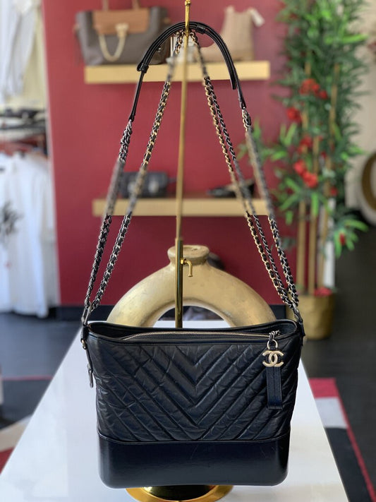 Chanel Black Calfskin Medium Gabrielle Shoulder Bag