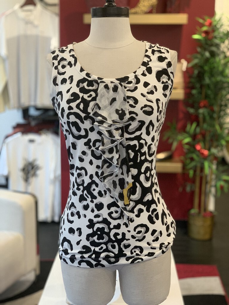 St John B/W Leopard Print S/L Top