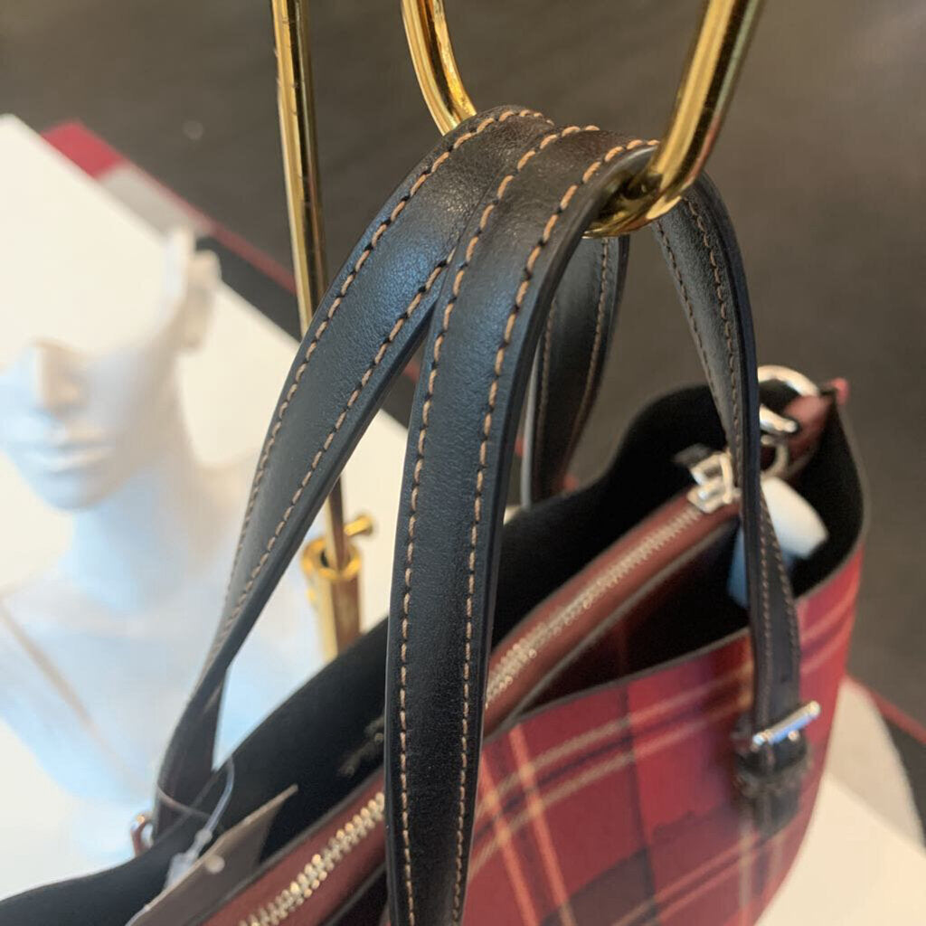 Coach Red Plaid Mollie 25 Tote