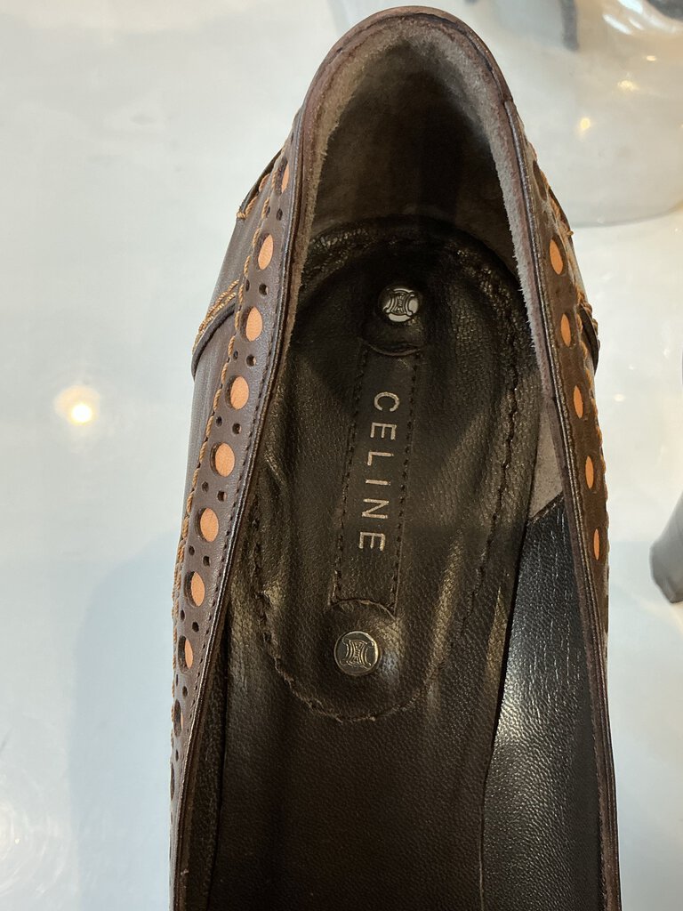 Celine Two Tone Brown Leather Heels