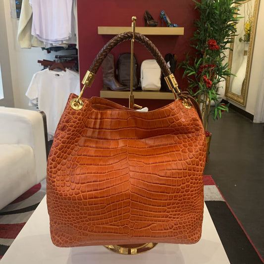 MK Orange Croc Embossed Skorpios Bag