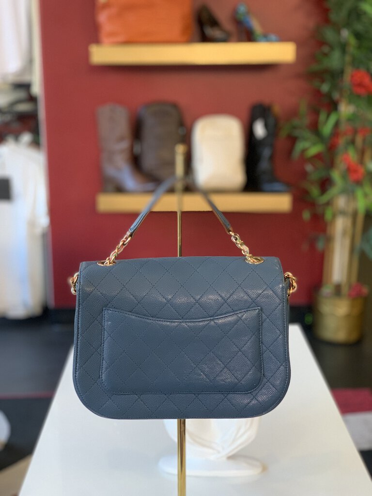 Chanel 2017 Thread Blue Single Flap Quilted Hand