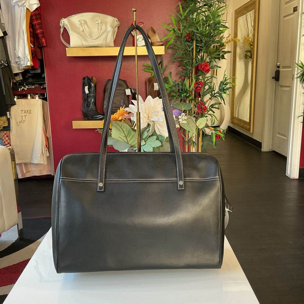 Levenger Black Leather Shoulder Bag