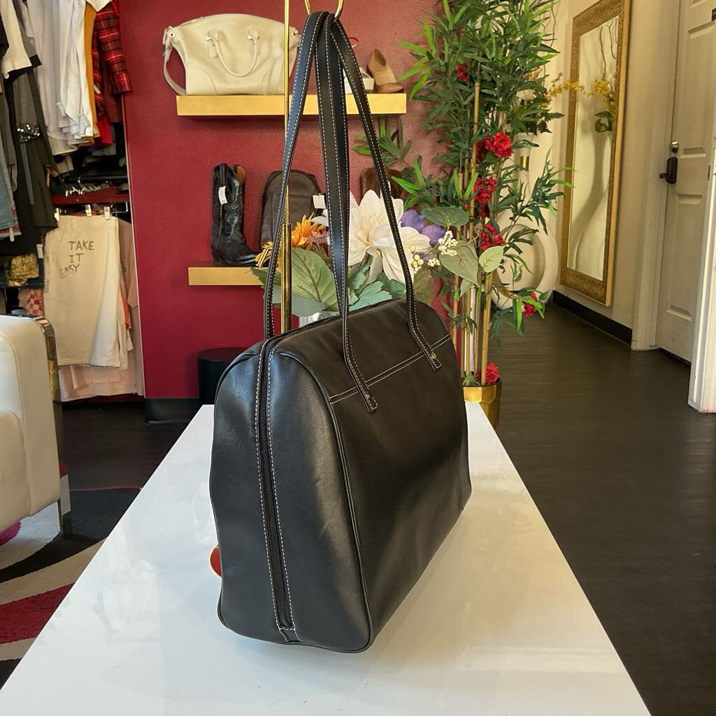 Levenger Black Leather Shoulder Bag