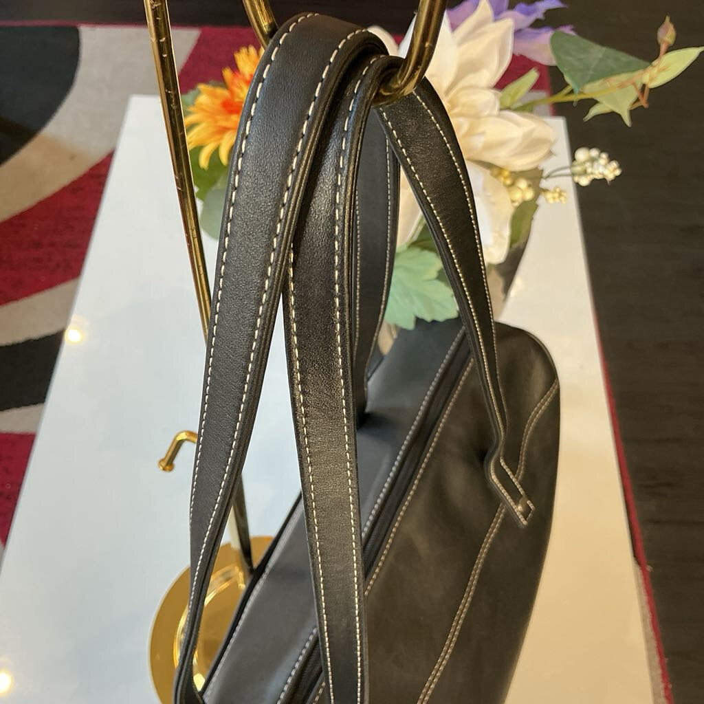 Levenger Black Leather Shoulder Bag