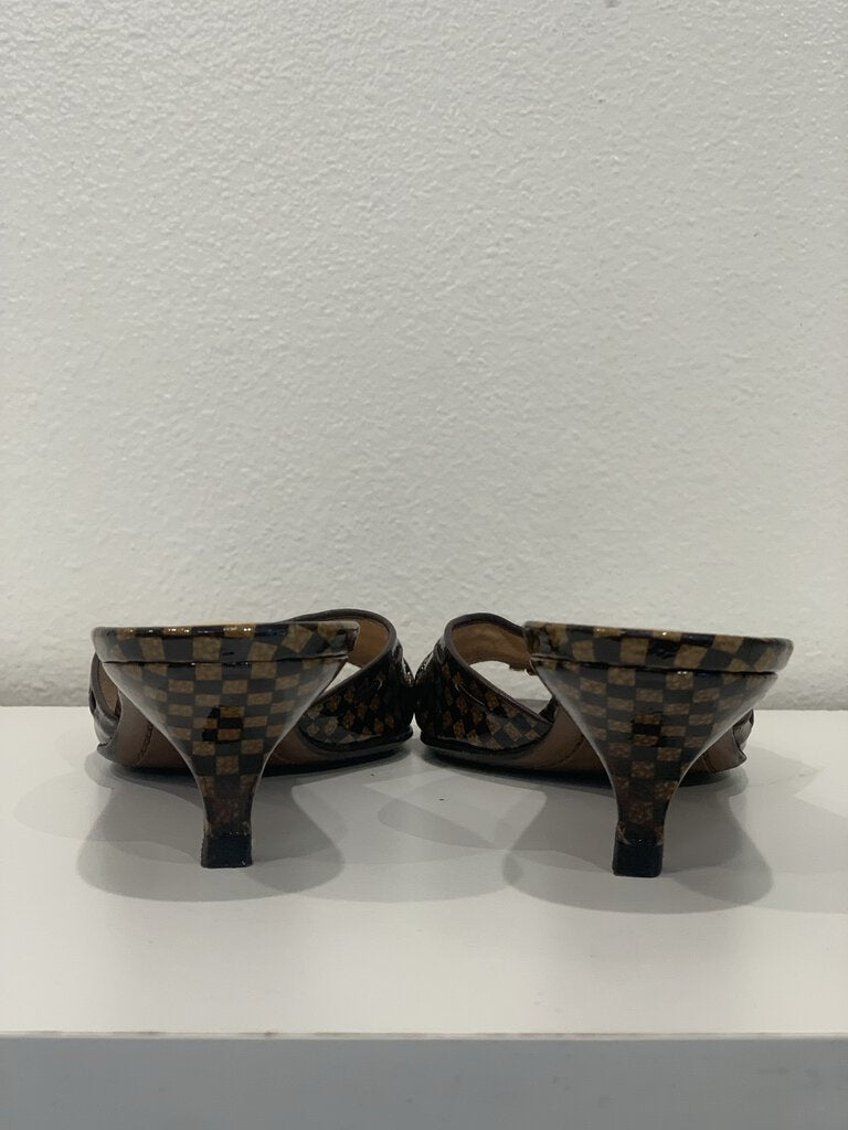 Louis Vuitton Brown Checker Kitten Heel