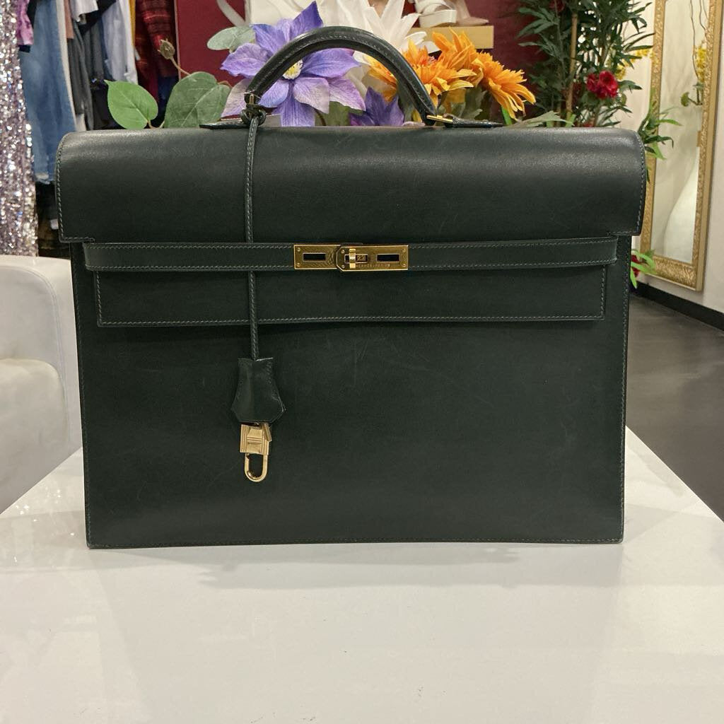 Hermes Vintage 38 Dark Green Kelly Bag