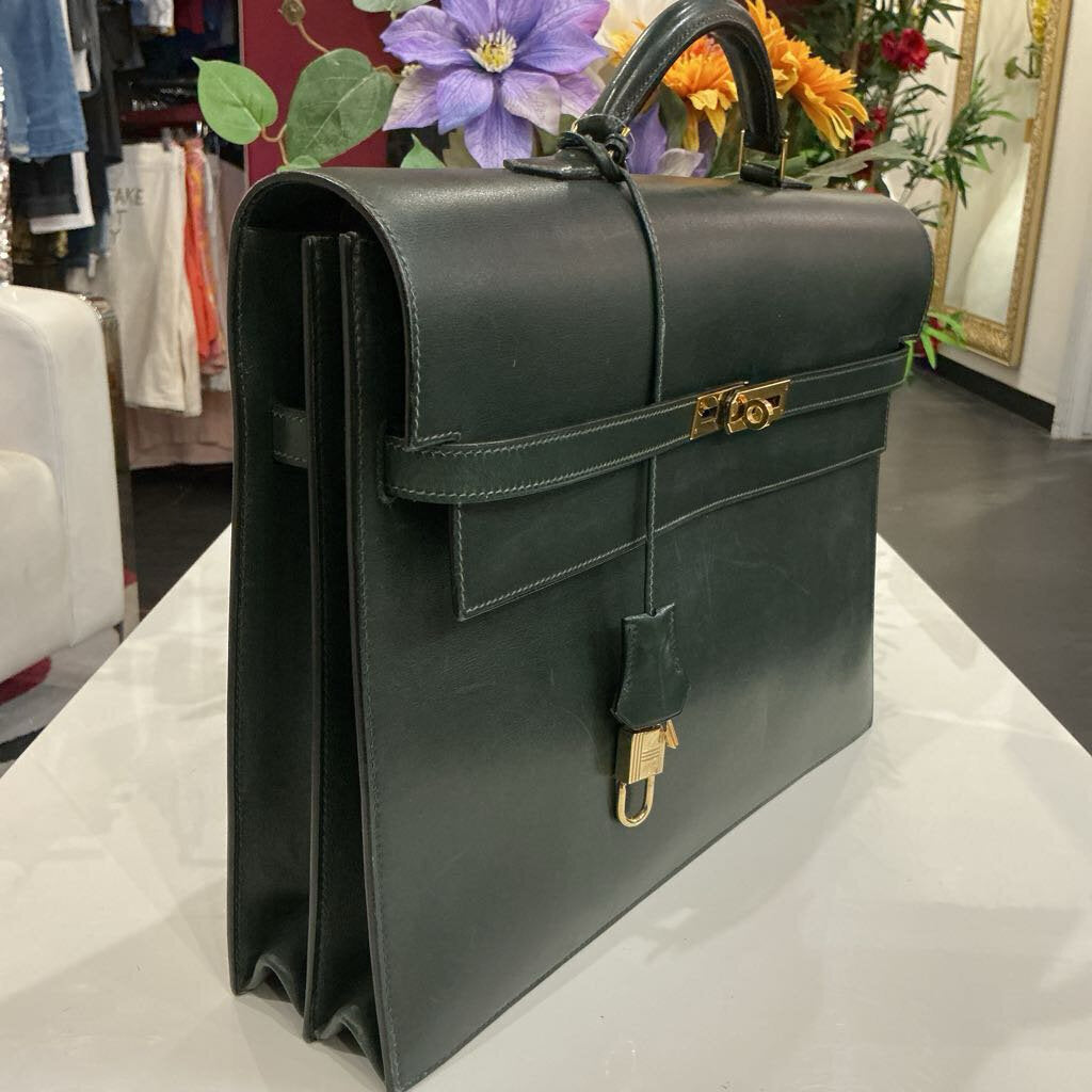 Hermes Vintage 38 Dark Green Kelly Bag